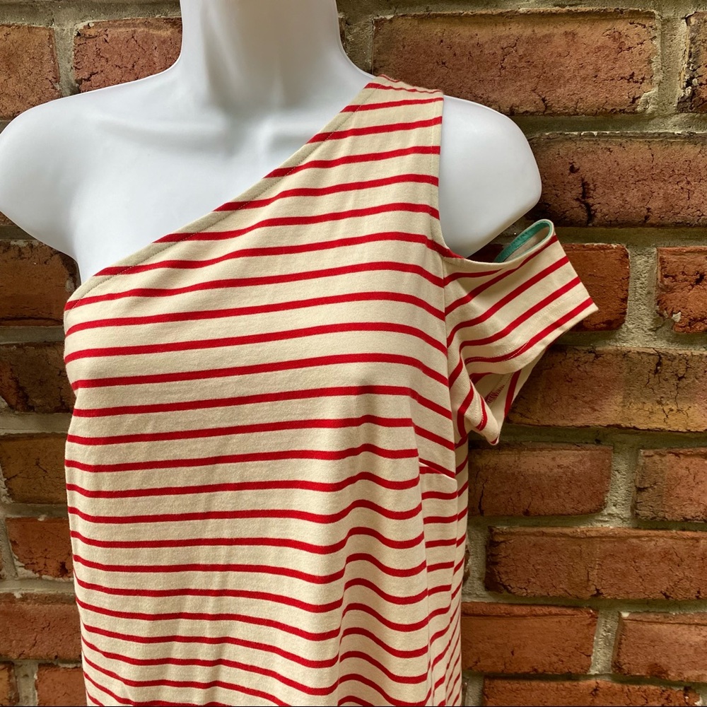 Anthro Maeve Marketa Striped One Shoulder Dress M - Picture 6 of 9